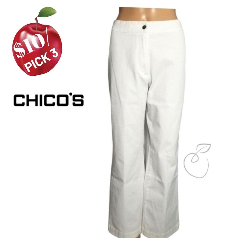 CHICO'S WHITE TROUSER PANTS SIZE 6